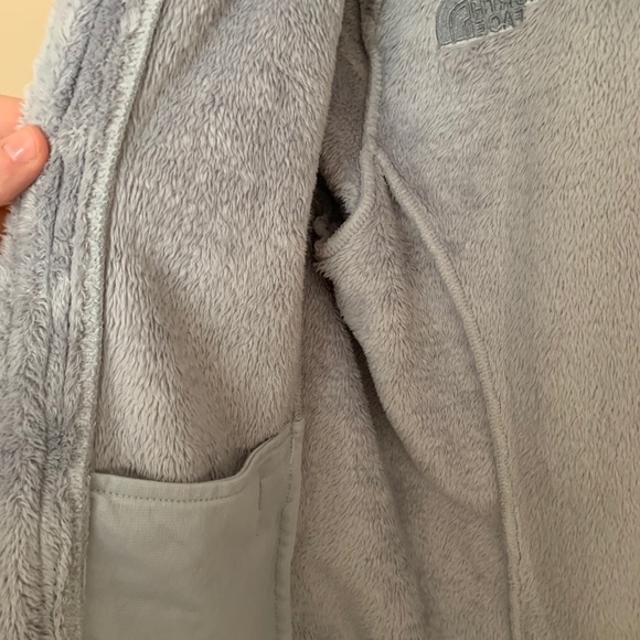 Gray Fuzzy Northface Zip Jacket Small Osito - Picture 5 of 6